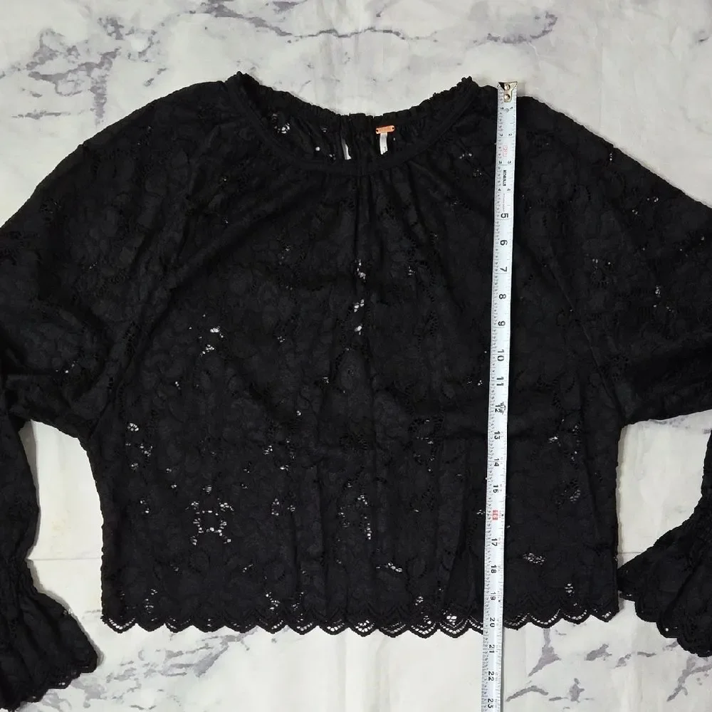 Free People Black Lace Blouse